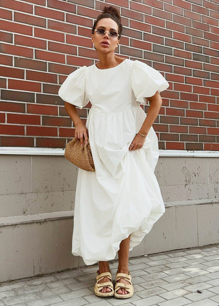 Puff-Sleeve Maxi Dress Effortless Volume
