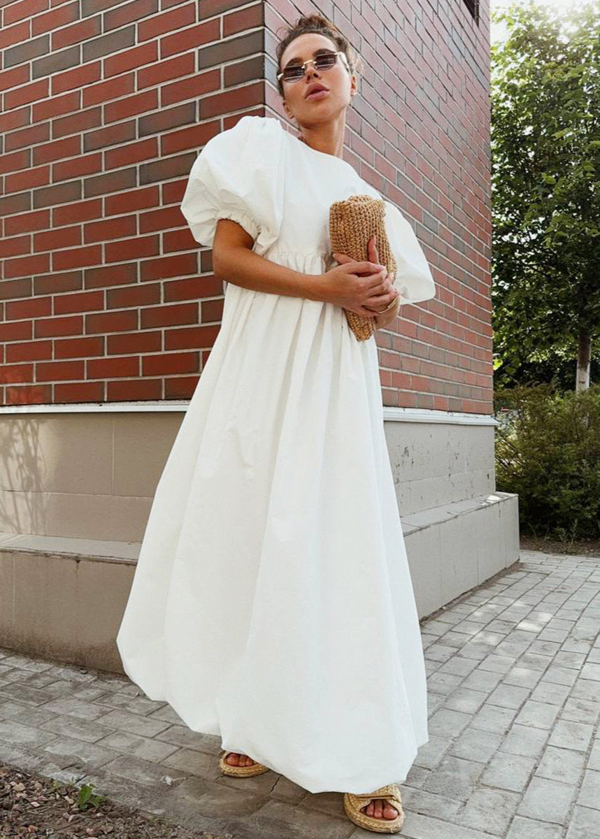 Puff-Sleeve Maxi Dress Effortless Volume