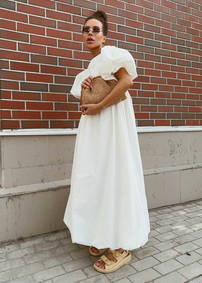 Puff-Sleeve Maxi Dress Effortless Volume