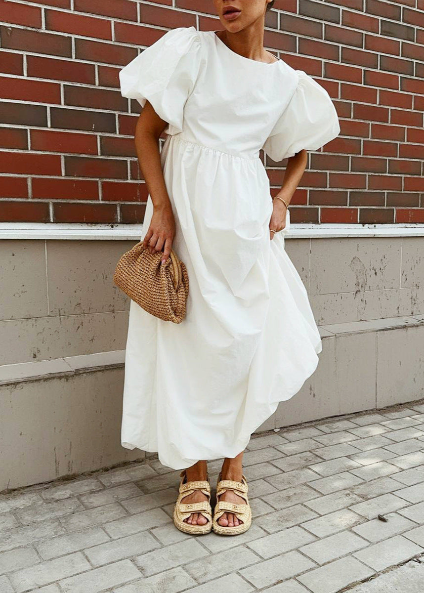 Puff-Sleeve Maxi Dress Effortless Volume