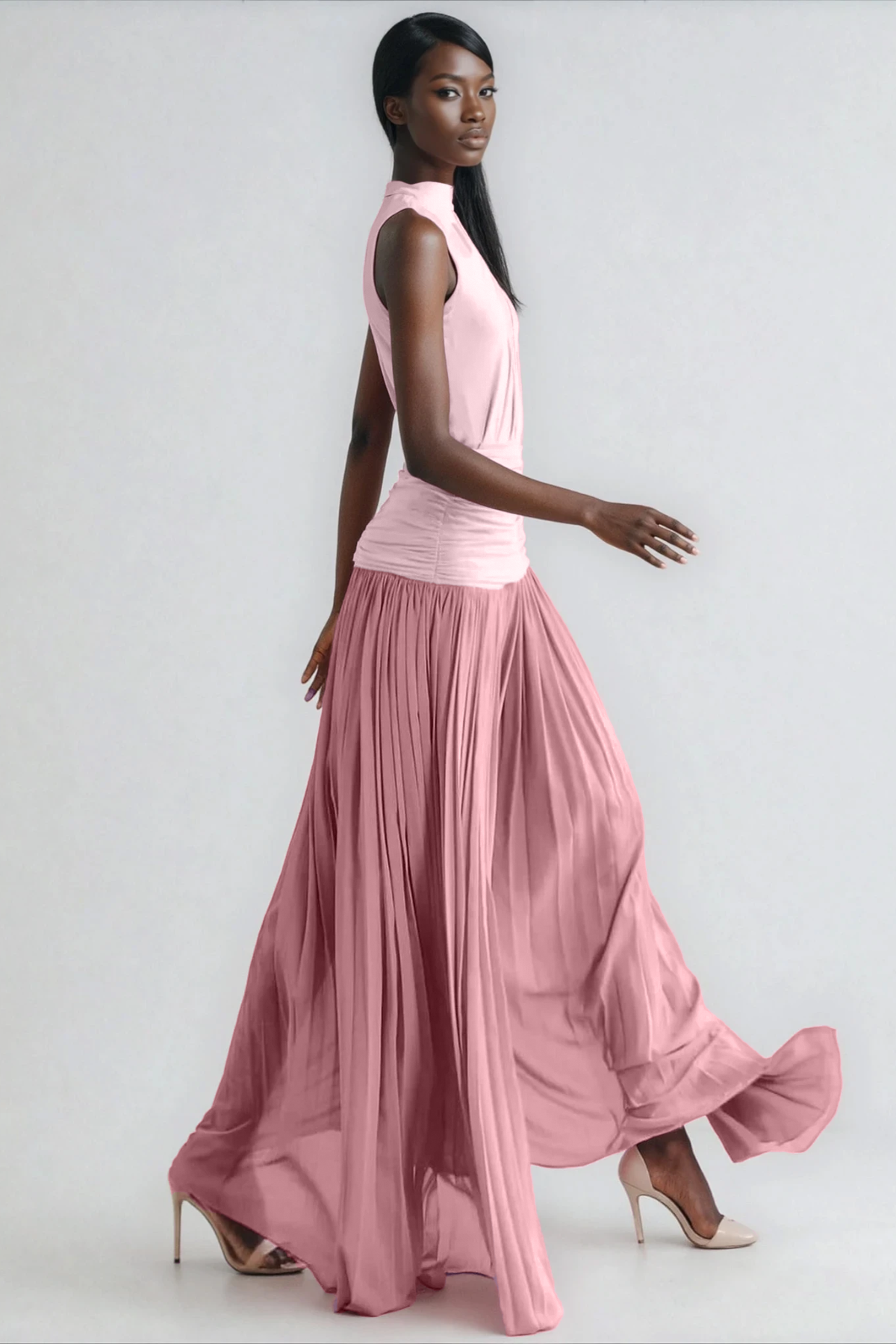 Domhnall Asymmetric Ruch Maxi Dress