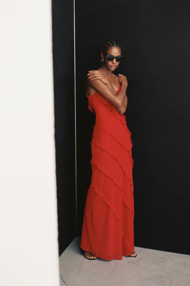 Ocean Waves Tiered Ruffle Maxi Dress