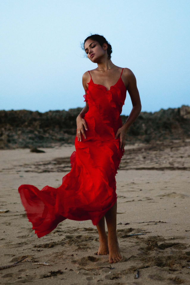 Ocean Waves Tiered Ruffle Maxi Dress