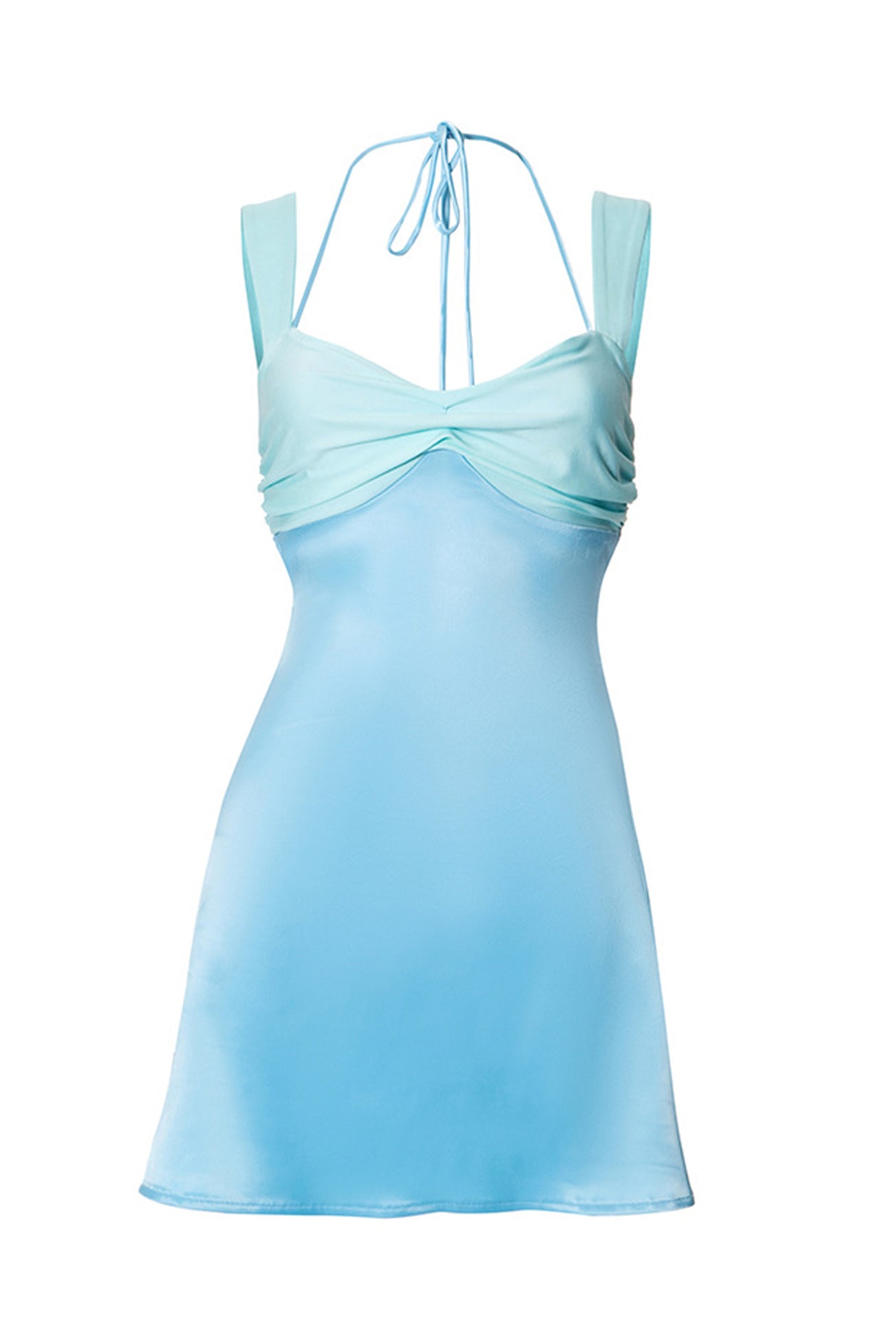 Satin Contrast Color Tie-up Cami Dress
