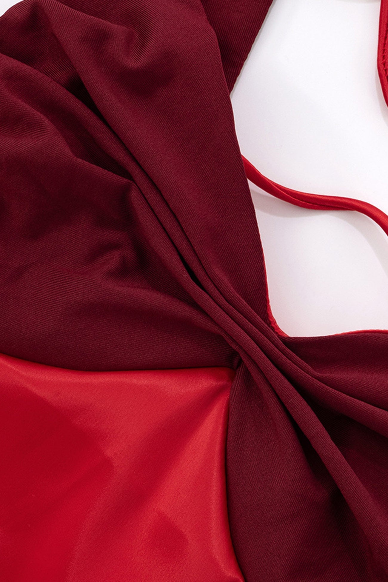 Satin Contrast Color Tie-up Cami Dress
