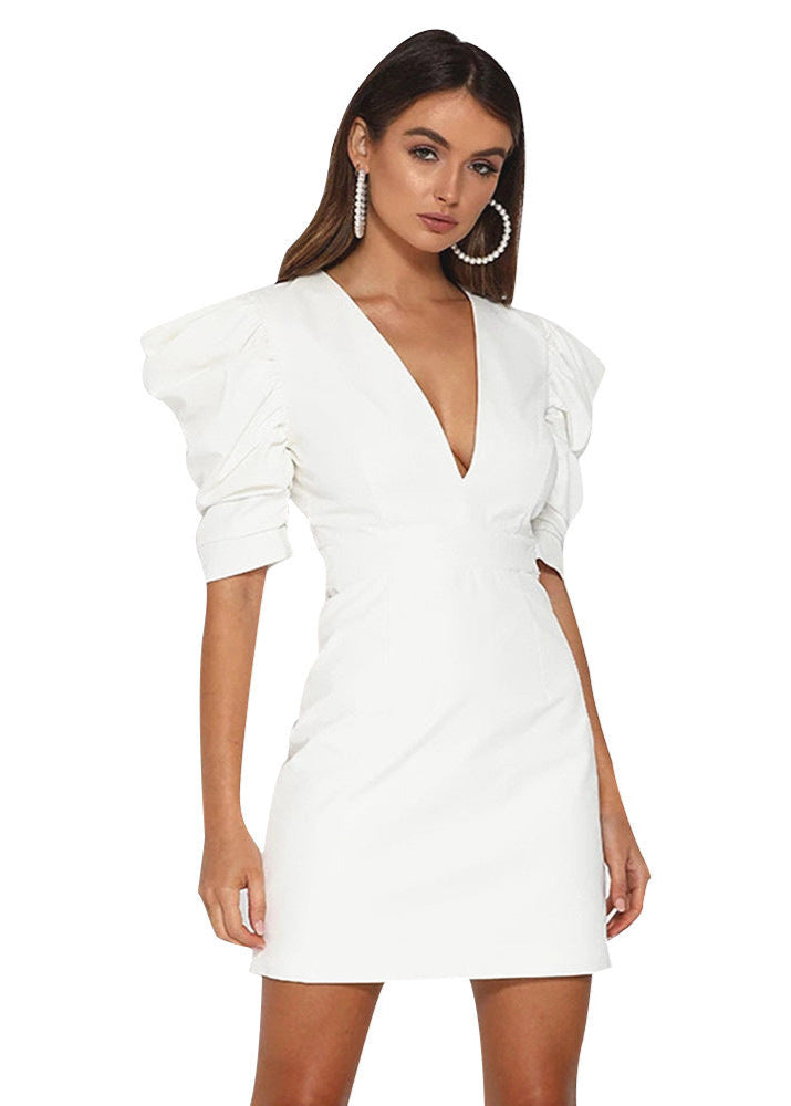 Ivory Icon - StructuRed Mini Dress with Ruffle Sleeves
