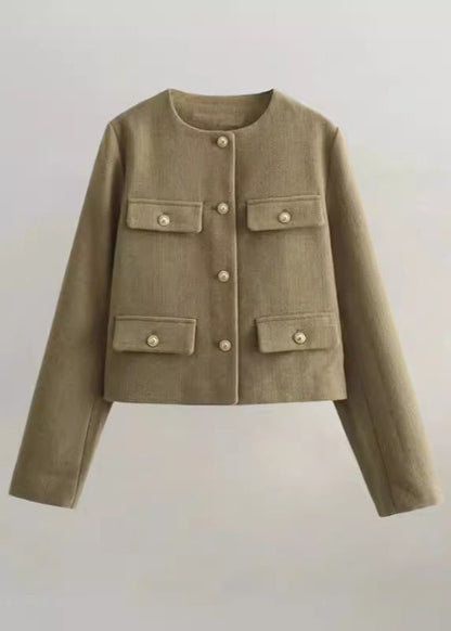 TailoRed Tweed Cropped Jacket â€?Classic Elegance with Gold Button Accents