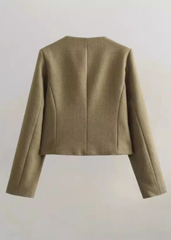 TailoRed Tweed Cropped Jacket â€?Classic Elegance with Gold Button Accents