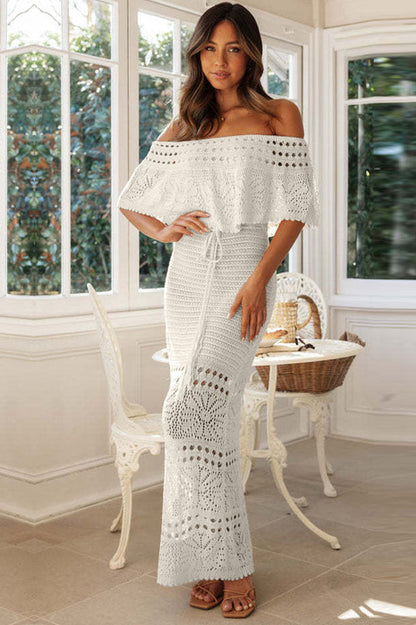 Crochet Off Shoulder Hollow Out Dress