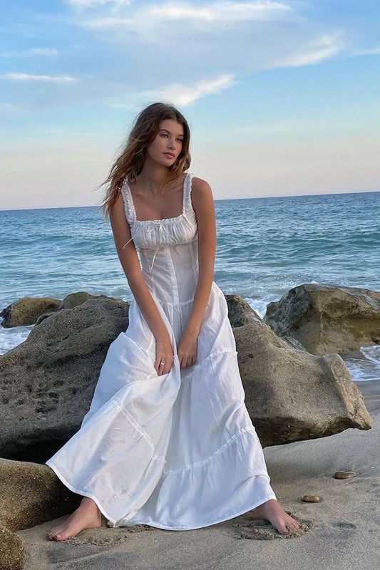 Isla Dreams - TieRed Maxi Dress with Smocked Bodice