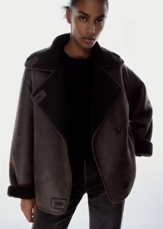 Vintage Style Double-Sided Faux Leather Jacket