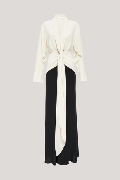 Faivish Tie Up Plunge Fringe Dress