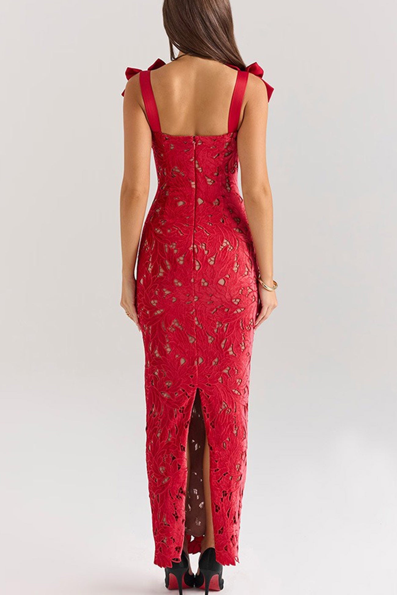 Bow Straps Hollow Out Maxi Dress