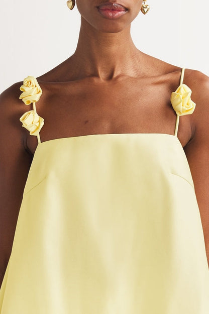 Emma Spaghetti Strap Rose Detail Mini Dress