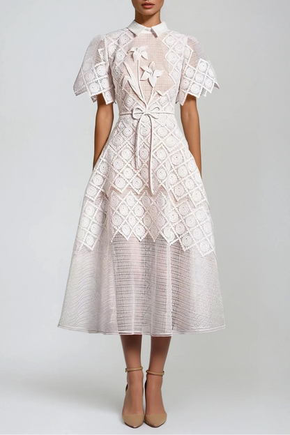 Dimitrios Flower Embroidered Midi Dress