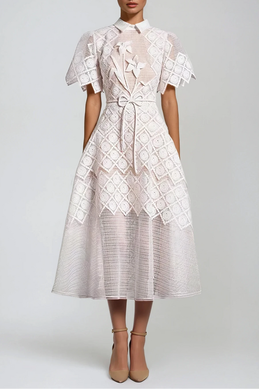 Dimitrios Flower Embroidered Midi Dress