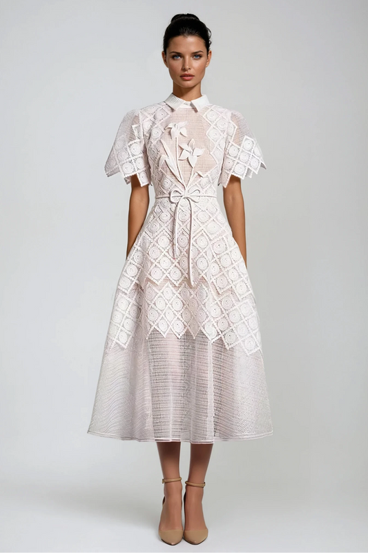 Dimitrios Flower Embroidered Midi Dress