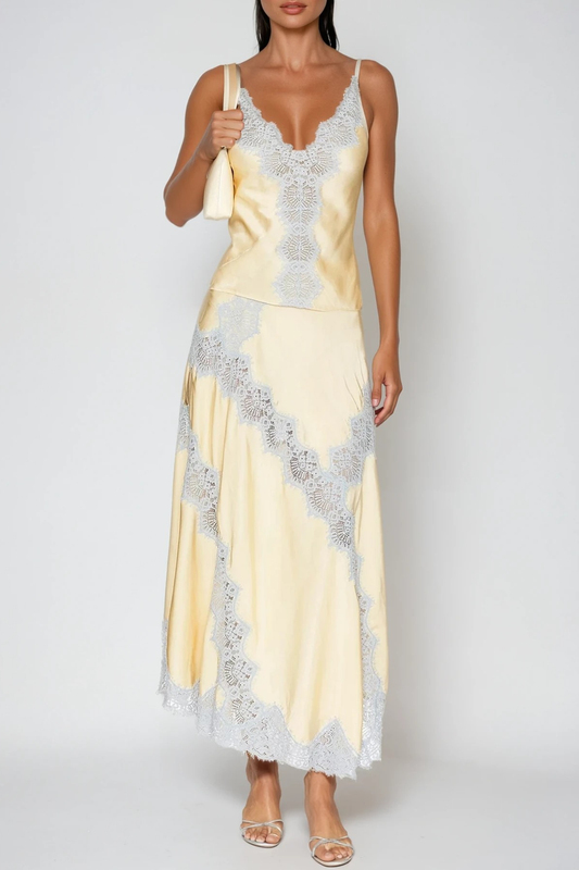 Bess Spaghetti Lace Skirt Set