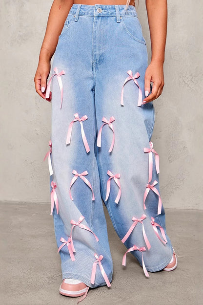 Bow Ribbon High Rise Jeans