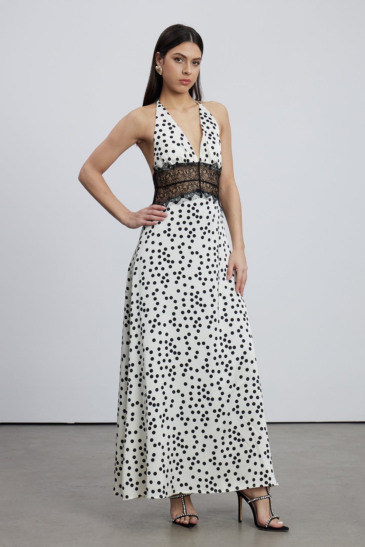 Bowie Lace Plunge Dot Maxi Dress – Wiwor