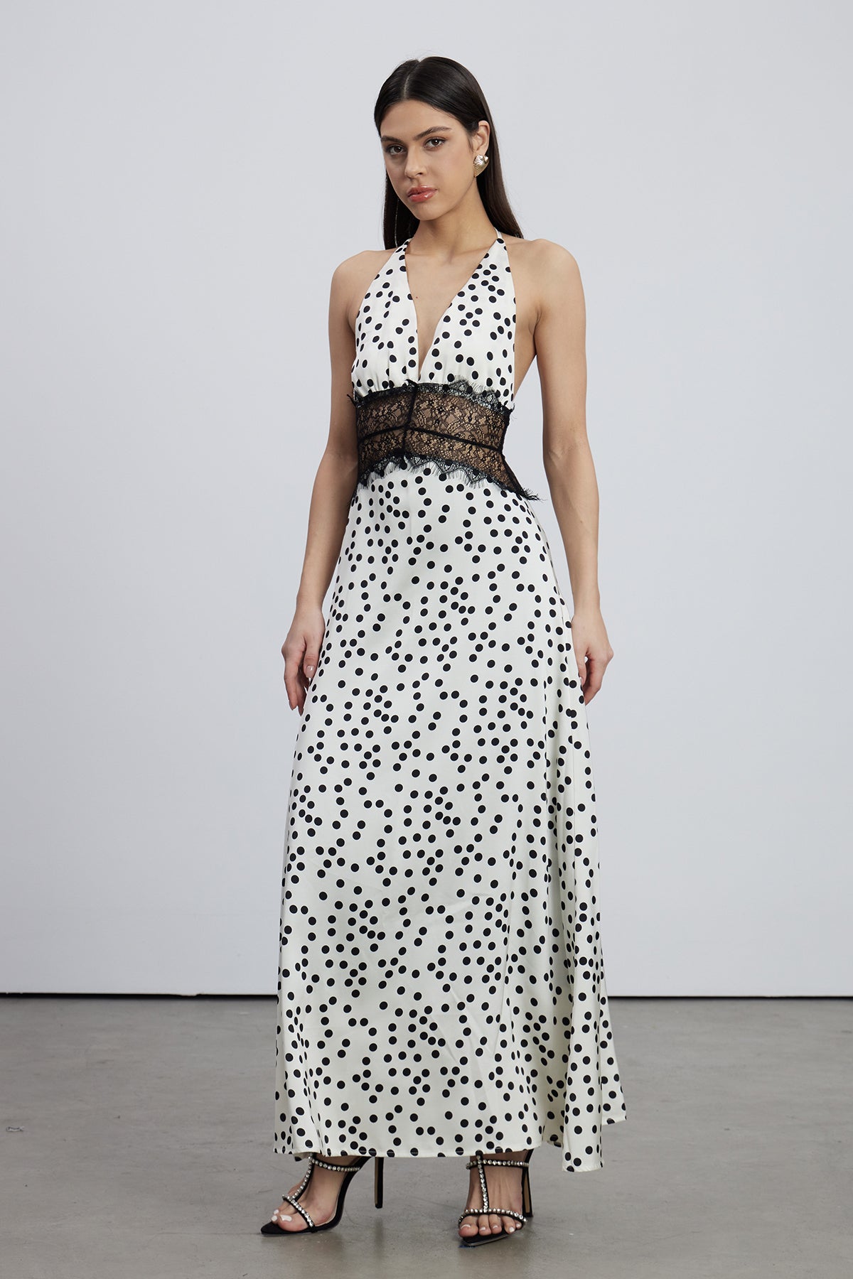 Bowie Lace Plunge Dot Maxi Dress Wiwor Bowie Lace Plunge Dot Maxi Dress Wiwor