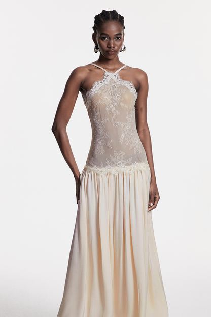 Cadwalader Lace Floral Ruch Maxi Dress