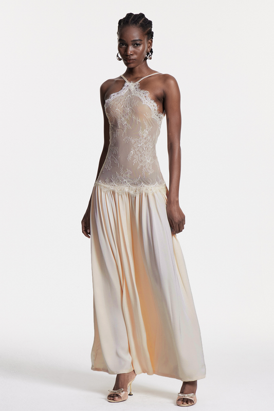 Cadwalader Lace Floral Ruch Maxi Dress