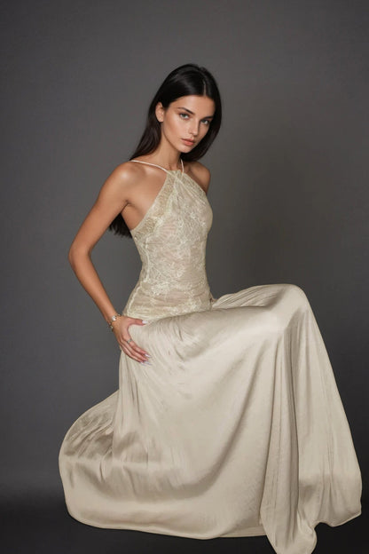 Cadwalader Lace Floral Ruch Maxi Dress