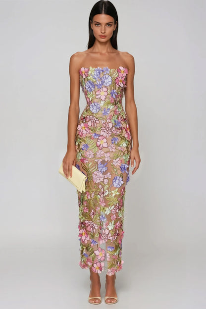 Denica Flower Embroidered Maxi Dress