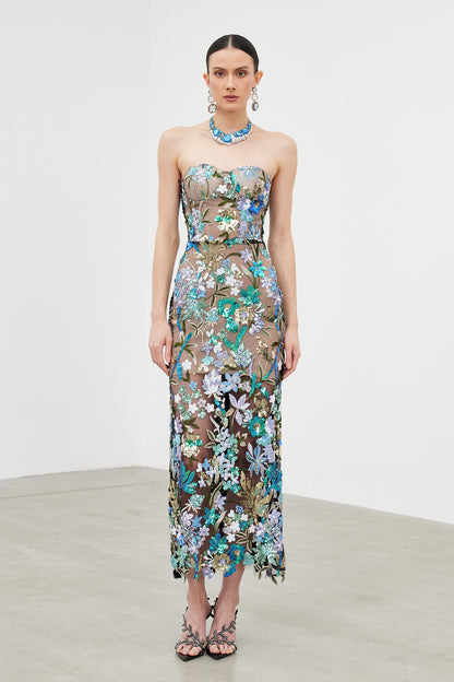 Denica Mesh Sequin Maxi Dress