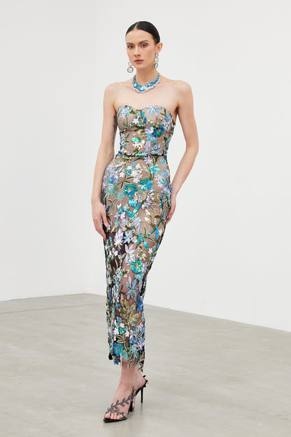 Denica Mesh Sequin Maxi Dress