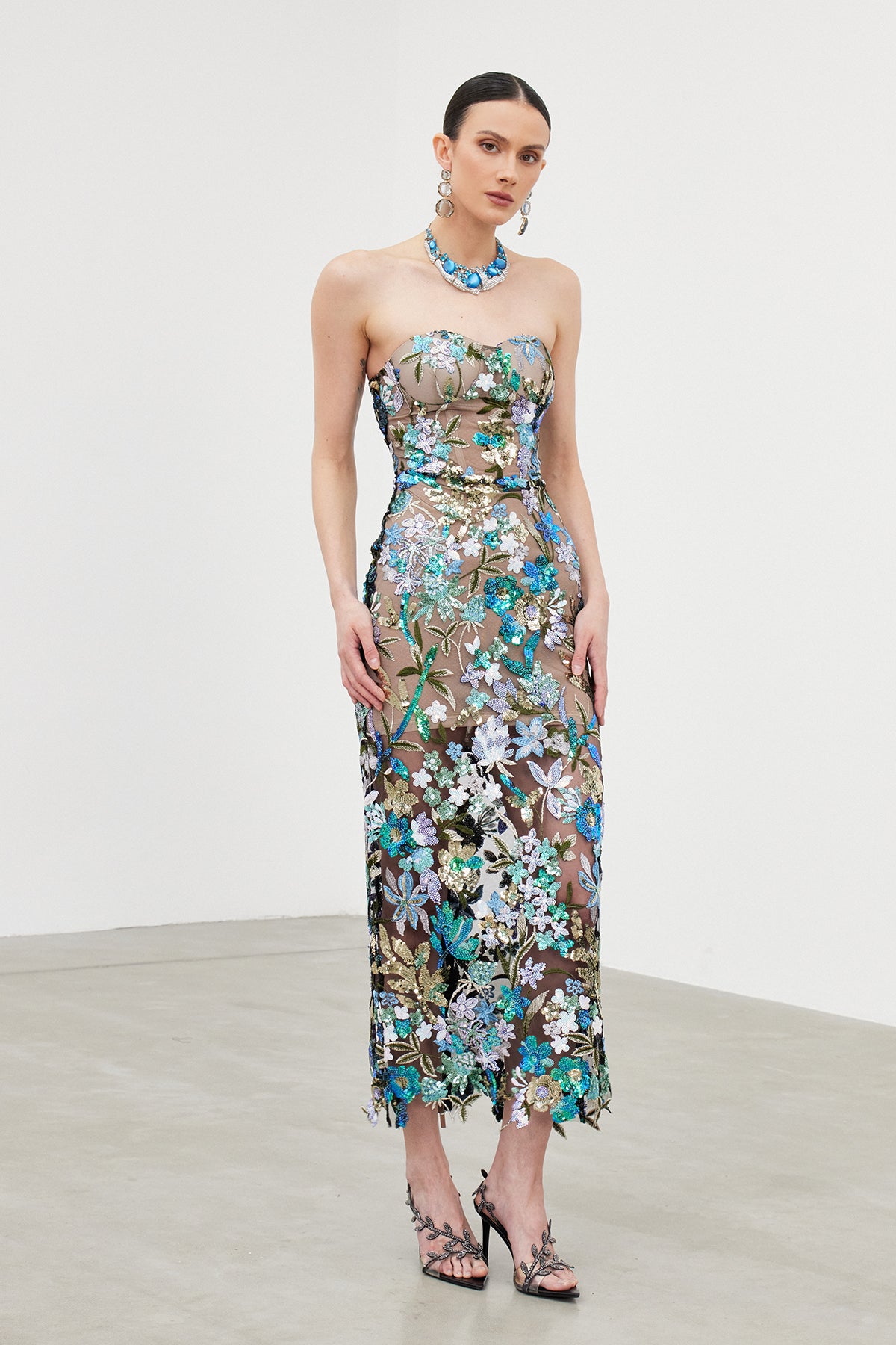 Denica Mesh Sequin Maxi Dress