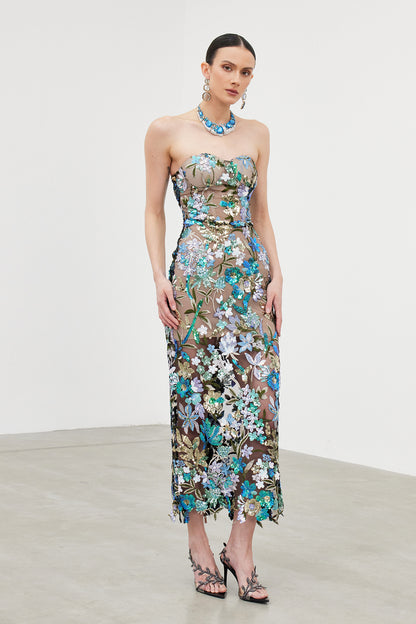 Denica Mesh Sequin Maxi Dress
