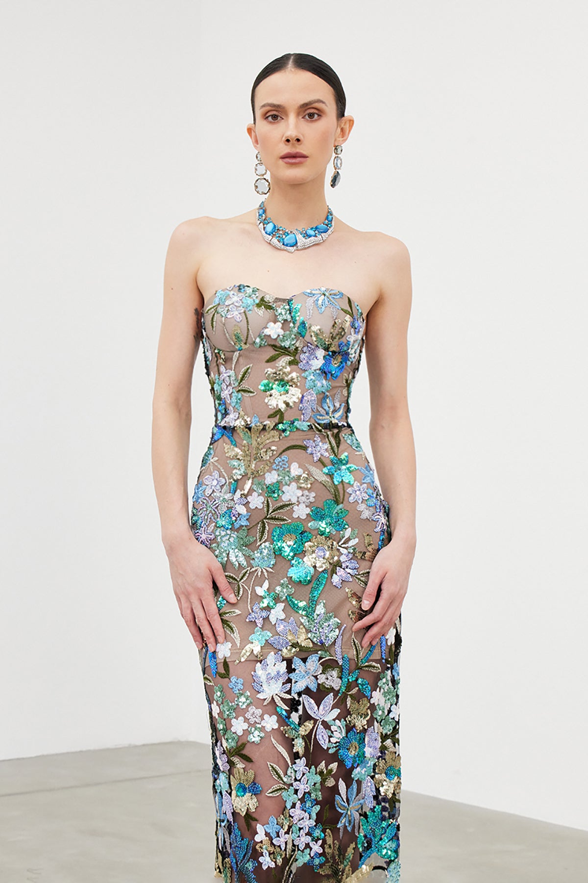 Denica Mesh Sequin Maxi Dress