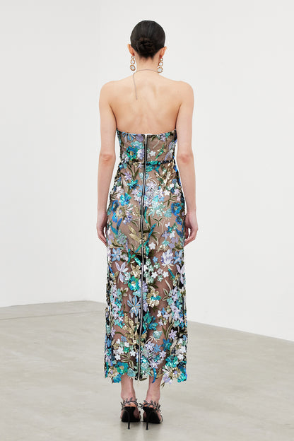 Denica Mesh Sequin Maxi Dress