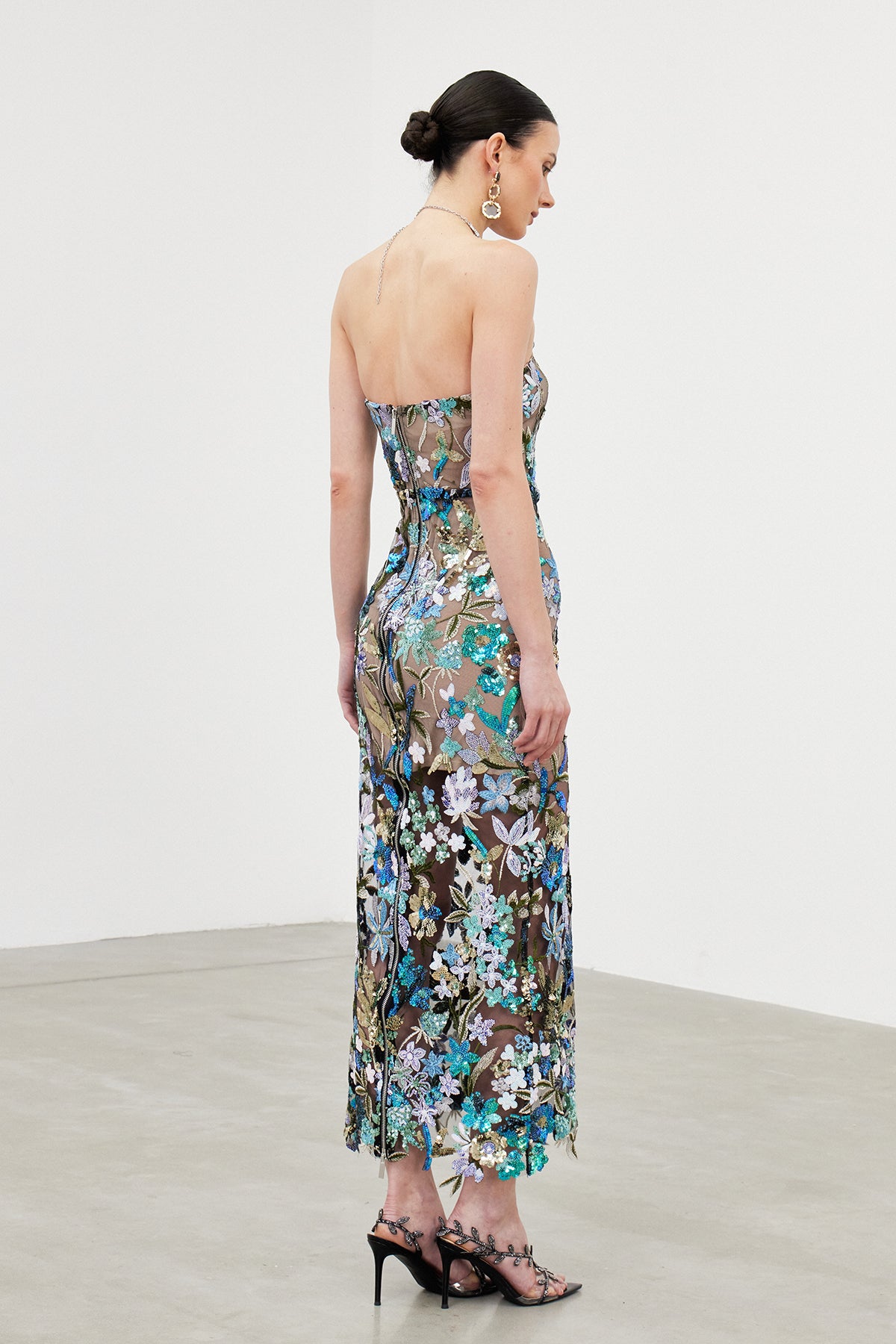 Denica Mesh Sequin Maxi Dress