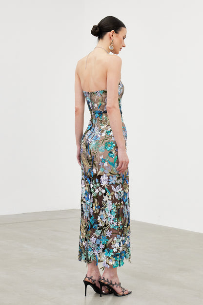 Denica Mesh Sequin Maxi Dress