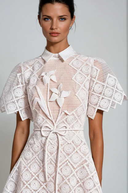 Dimitrios Flower Embroidered Midi Dress