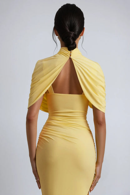 Dominika Asymmetric Bodycon Shawl Midi Dress