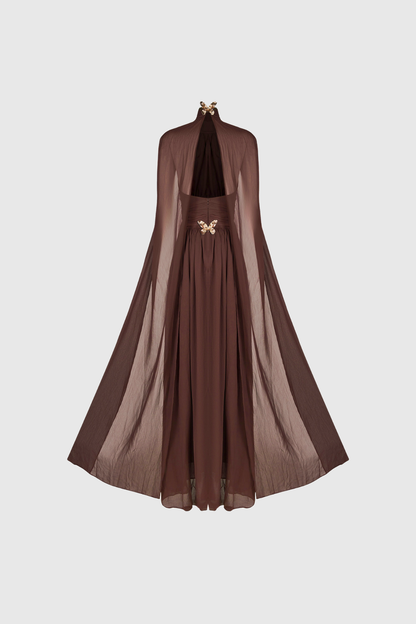 Dylan Backless Ruch Mesh Maxi Dress