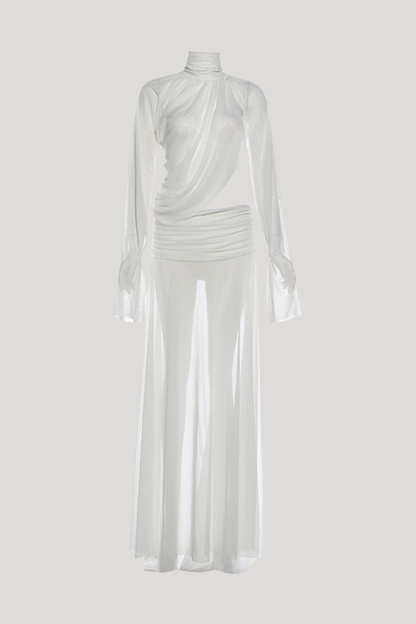 Dzhokhar Cutout Ruch Split Maxi Dress