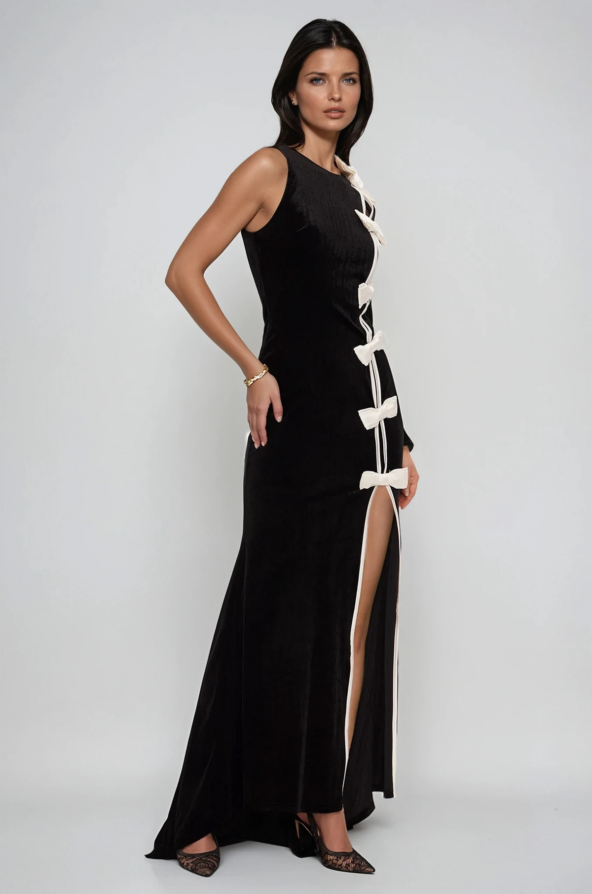 Ejder Asymmetric Bow Split Maxi Dress