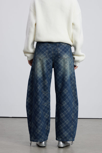 Emelia Grid Barrel Jeans