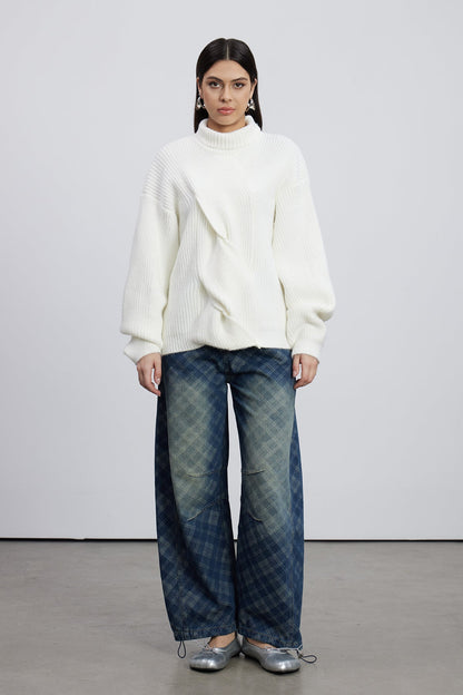 Emelia Grid Barrel Jeans