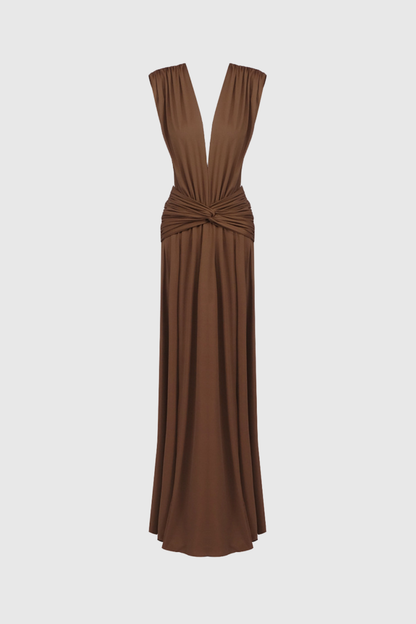 Emmanuhel Plunge Twist Maxi Dress