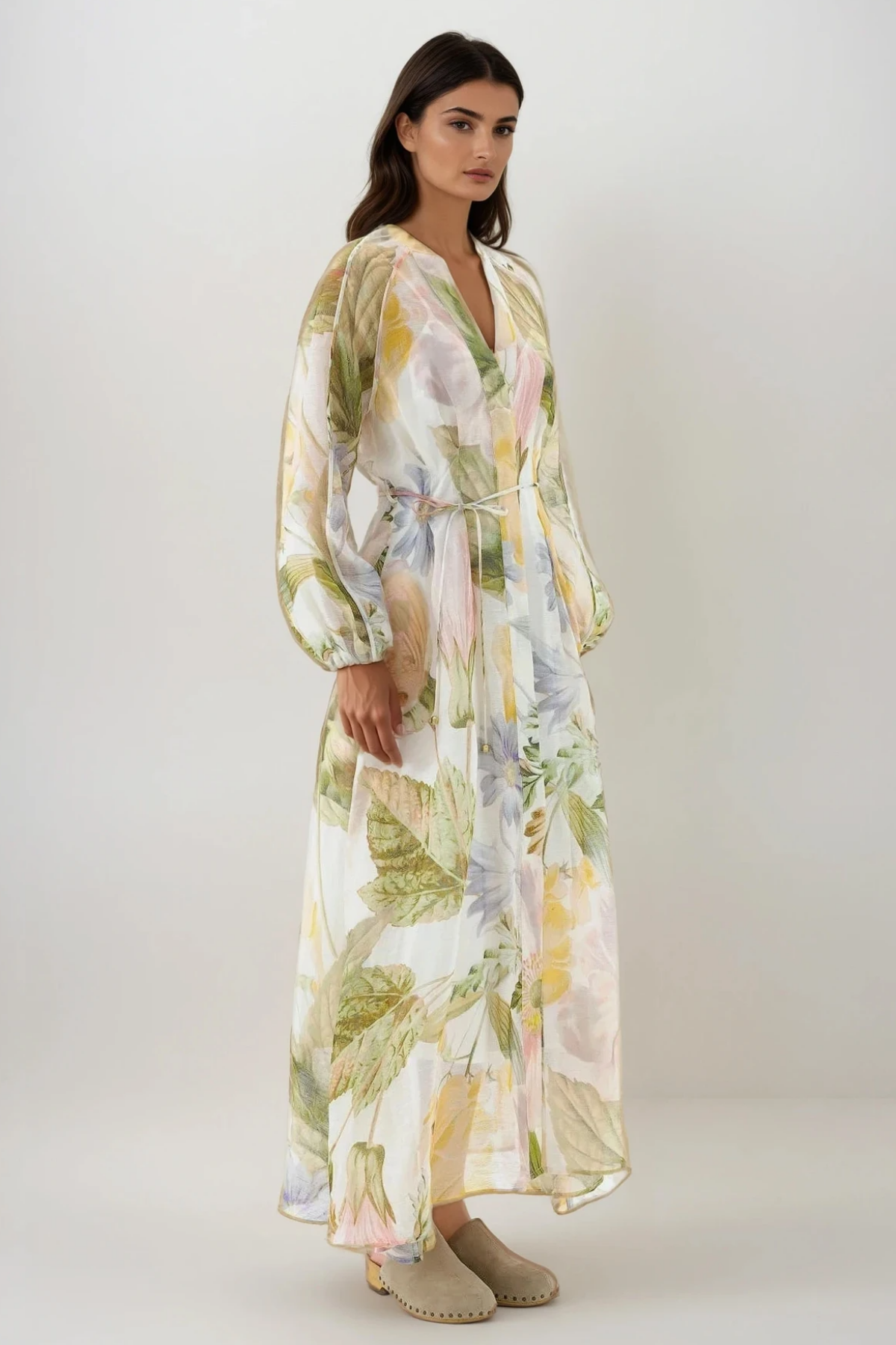 Fatin Balloon Sleeve Floral Maxi Dress
