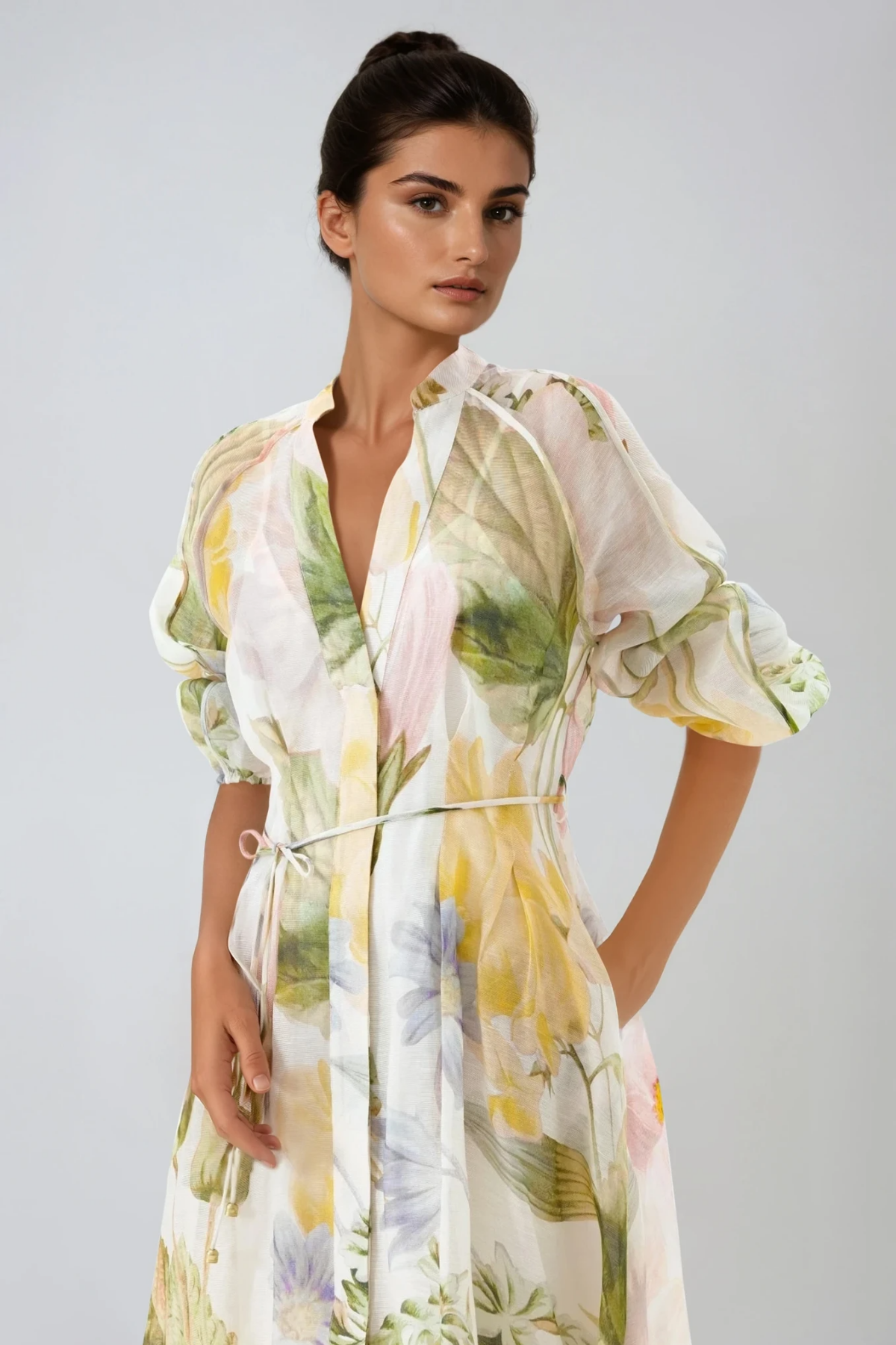 Fatin Balloon Sleeve Floral Maxi Dress