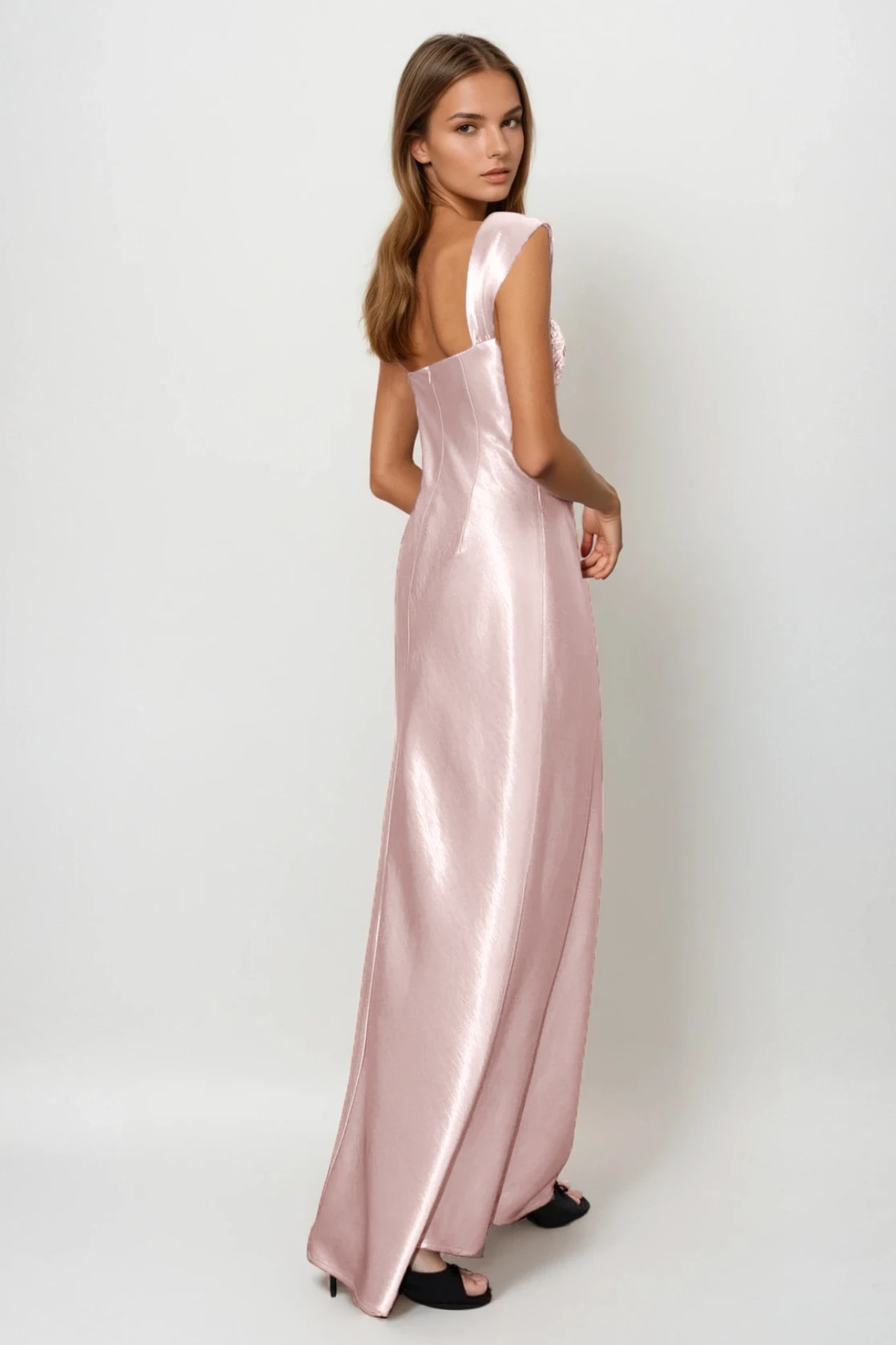 pink satin maxi dress Fatos Sleeveless Rhinestone Satin Maxi Dress – Wiwor