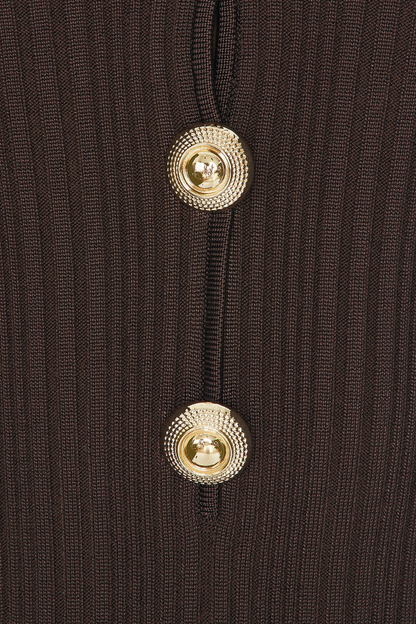 Faustin V Neck Button Knit Midi Dress
