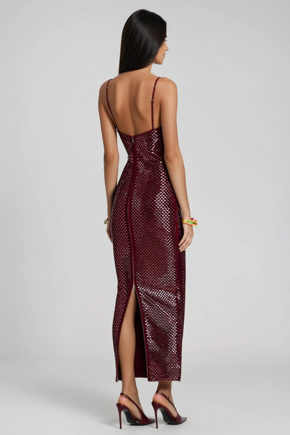 Fionn Spaghetti Crystal Maxi Dress